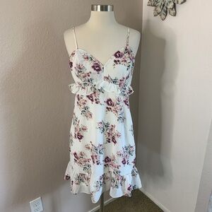 Eclair Floral Ruffle Spaghetti Strap Dress Small